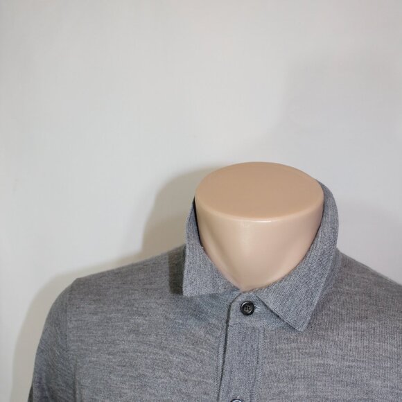 Neiman Marcus Men's Button-Front shirt 1 pocket cashmere silk gray   sz Medium - Picture 2 of 8